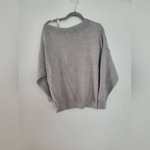 MICHAEL Michael Kors Off Shoulder Siver Chain Knit Sweater Grey M